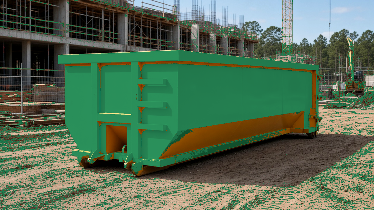 Construction roll-off dumpster on a Hammond LA job site