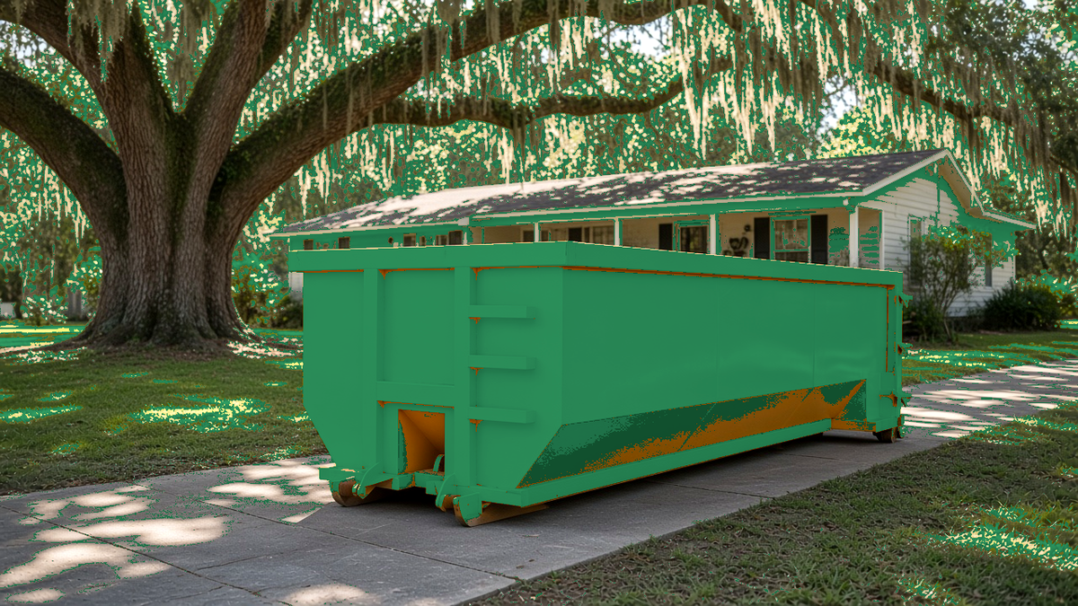 Roll-off dumpster ready for delivery in Hammond, Louisiana
